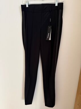 Cambio Sky Black Slim Tapered Leggings with Side Piping